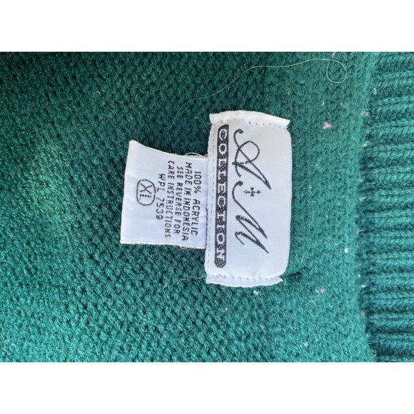 Cardigan Vest Size XL Green Cable Knit Sleeveless 100% Acrylic  K & M Collectio - Picture 5 of 7